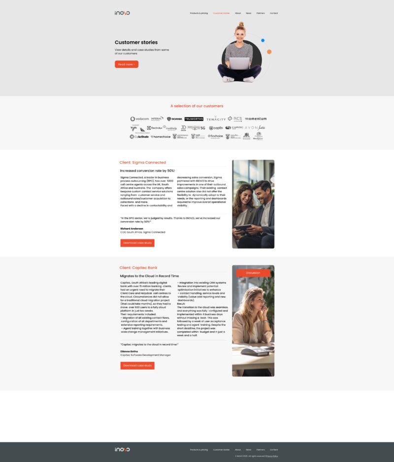 iNOVO — Customer page